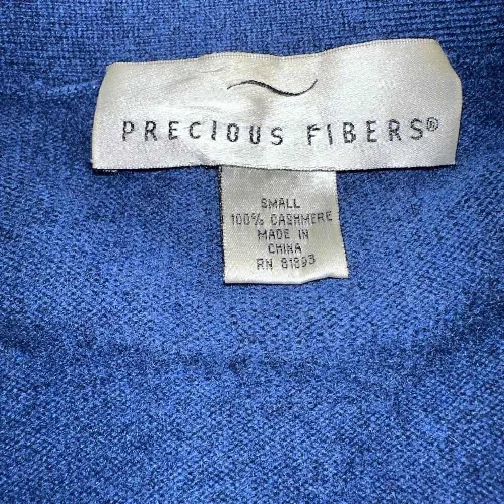 Precious Fibers Womens‎ S 100% Cashmere Navy Blue Longline Button Down Cardigan